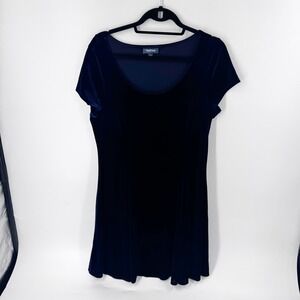 ModCloth Navy Velvet Cap Sleeve Scoop Neck Mini‎ Dress Size L